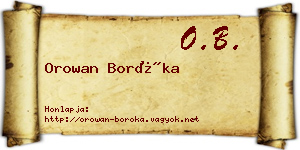 Orowan Boróka névjegykártya